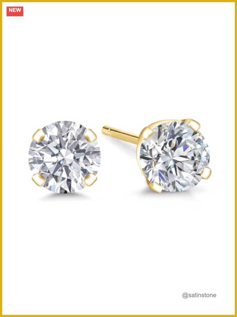 14K Gold Lab Diamond Stud Earrings E-F VS1-VS2 Push Back Gift